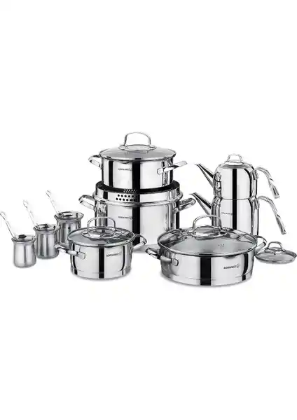 Korkmaz Steama 15 Parça Çelik Çeyiz Seti Dayanıklılık ve Fonksiyonellik Bir Arada