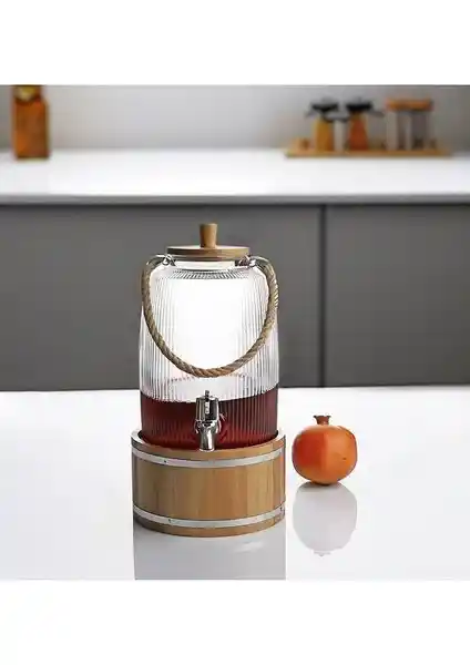 Kosova Cam Sebil Bambulu 3 Lt Zbo-16: Modern ve Şık İçecek Saklama Çözümü