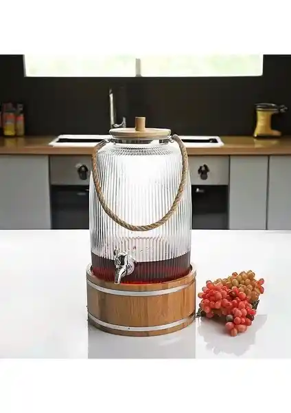 Kosova Cam Sebil Bambulu 6 Lt ZBO-15: Modern ve Dayanıklı Bambu Su Sebili