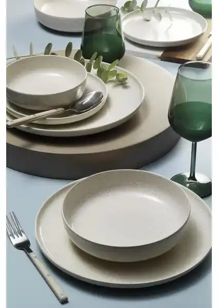 Kütahya Porselen Moderna 18 Parça 6 Kişilik Krem Yemek Takımı Modern ve Şık Tasarım ile Günlük Kullanım İçin Uygun