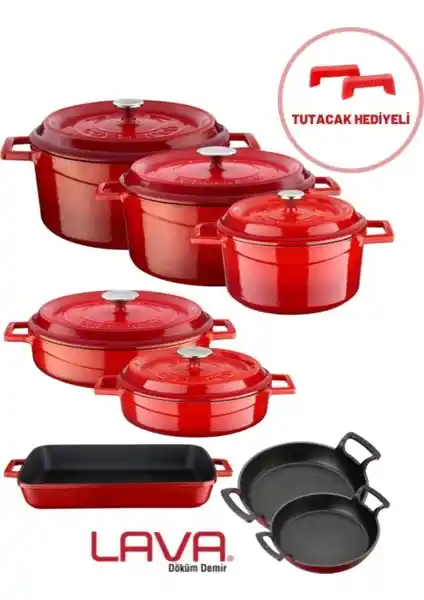 Lava Döküm Sekizli Tencere ve Tava Seti: Sağlıklı ve Dayanıklı Mutfak Koleksiyonu