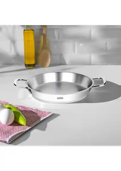 Nehir Silver Çelik Italyan Omlet Sahanı: Dayanıklı ve Estetik Mutfak Gereci