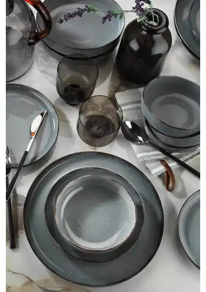 Pearl Mood 24 Parça Renkli ve Şık Yemek Seti - Dayanıklı Porselen Mutfak Takımı