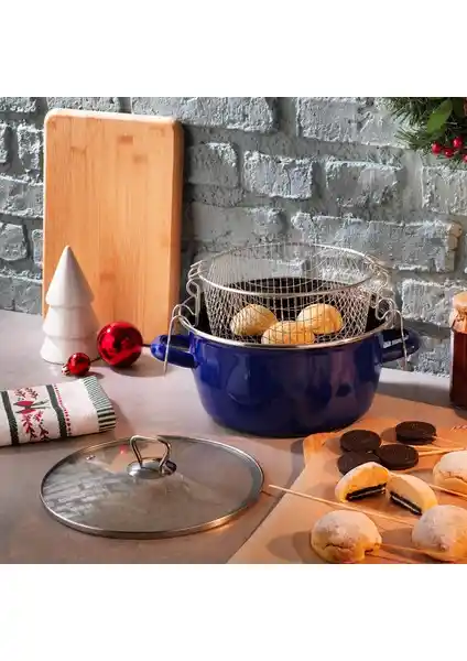 Schafer Fry Çıtır Kızartma Tenceresi 22 cm Lacivert: Dayanıklı ve Şık Mutfak Gereci