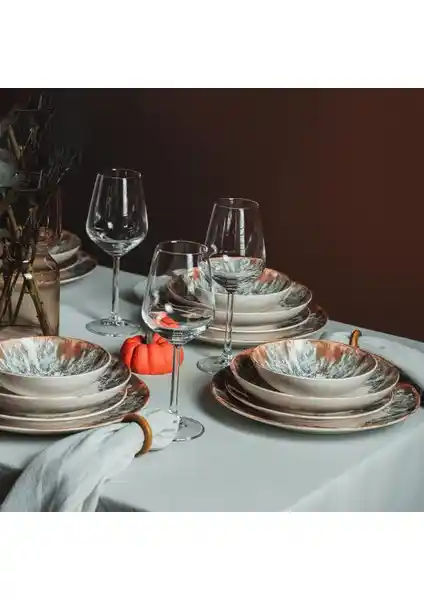 Soley | Sirus 24 Parça 6 Kişilik Modern ve Şık Porselen Yemek Takımı