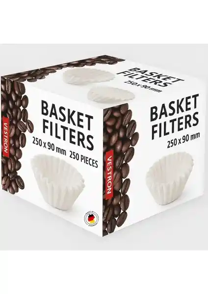 Vestron Filtre Kahve Kağıdı 90/250 Basket Kaliteli ve Aromayı Koruyan Kahve Filtreleri
