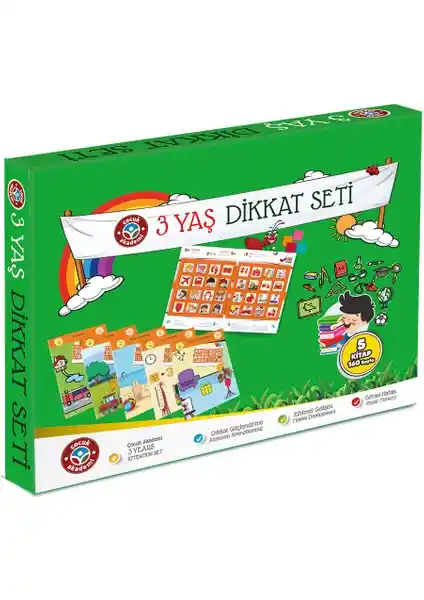 Çocuk Akademi 3 Yaş Dikkat Seti ile Erken Çocukluk Gelişimini Destekleyen Eğitim Aracı