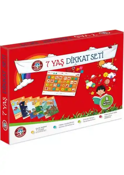 Çocuk Akademi 7 Yaş Dikkat Seti: Çocukların Dikkat ve Zeka Gelişimine Yönelik Eğitim Paketi