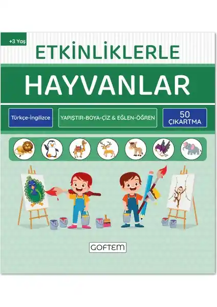 Çocuklar İçin Eğitici ve Eğlenceli Hayvanlar Aktivite Kitabı Türkçe ve İngilizce