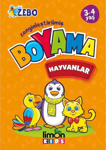 Çocuklar İçin Hayvanlar Temalı Zenginleştirilmiş Boyama Kitabı 3-4 Yaş Arası Gelişim Destekleyici