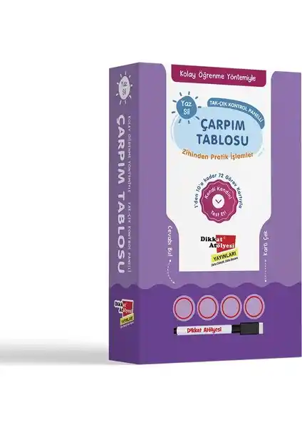 Çocuklar İçin Kolay Öğrenme Yöntemiyle Yaz Sil Çarpım Tablosu Eğitim Seti