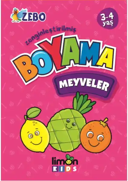 Çocuklar İçin Meyve Temalı Zenginleştirilmiş Boyama Kitabı 3-4 Yaş