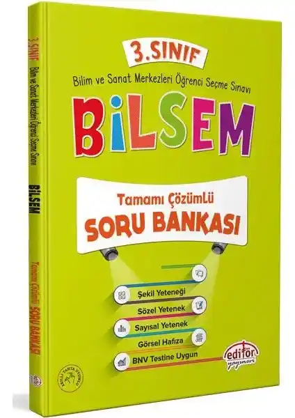Editör Yayınları 3. Sınıf BİLSEM Tamamı Çözümlü Soru Bankası Öğrenciler İçin Kapsamlı Eğitim Kaynağı