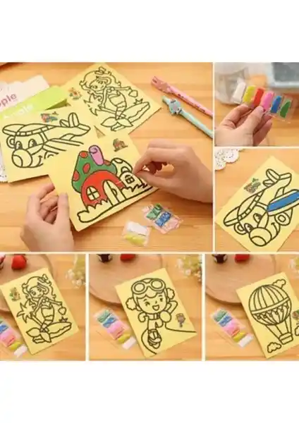 Enhavalı Sırımsı Kum Boyama Seti Çocuklar İçin Eğitici ve Yaratıcılığı Destekleyen Aktivite