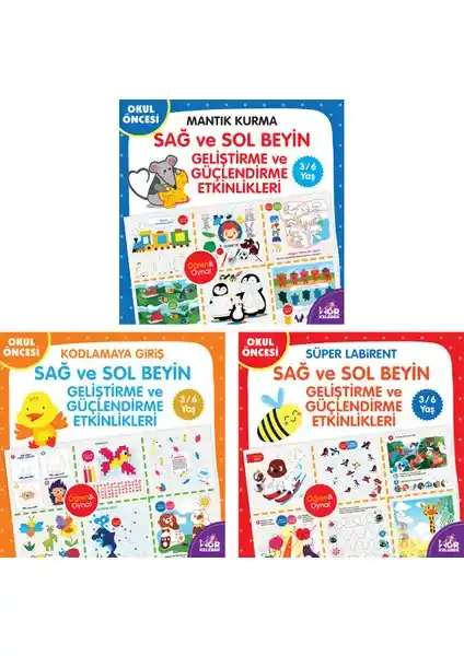 Halk Kitabevi Sağ ve Sol Beyin Geliştirme Seti 3-6 Yaş Arası Çocuklar İçin Eğitici Kitaplar