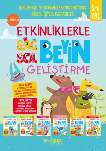 Hayy Kitap Sağ Beyin Sol Beyin Geliştirme Seti 5-6 Yaş Çocuklar İçin Eğitim ve Eğlence Aracı