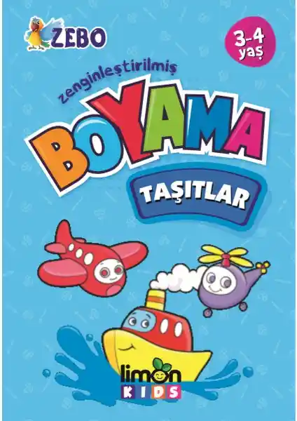 Limonkids 3-4 Yaş Zenginleştirilmiş Taşıtlar Boyama Kitabı Çocuklar İçin Eğitici