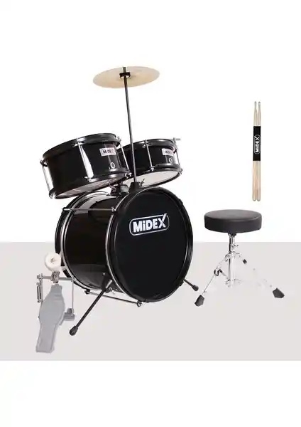 Midex CD300X-BK Çocuklar İçin Akustik Bateri Seti Gelişmiş Tasarım ve Dayanıklılık