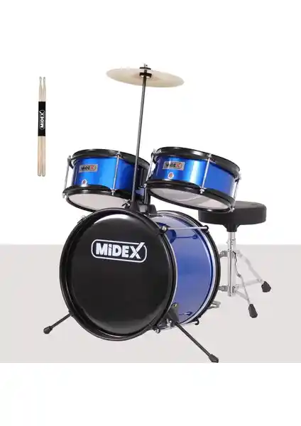Midex CD300X-BL Akustik Çocuk Bateri Seti: Müzik ve Ritim Eğitimi İçin Uygun Seçenek