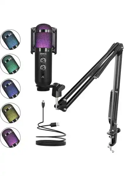 Midex REGARD RGB USB Mikrofon: Yüksek Kalite ve Çok Yönlü Kullanım Özellikleri