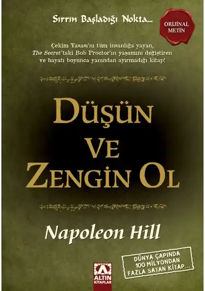 Napoleon Hill'in 'Düşün ve Zengin Ol' Kitabı: Başarıya Giden Yolun Temel Prensipleri ve Uygulama Yöntemleri