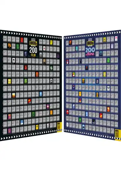 Scratch Map Kazı İzle IMDB 200 Anime ve 200 Film Poster Seti ile Koleksiyonunuzu Zenginleştirin