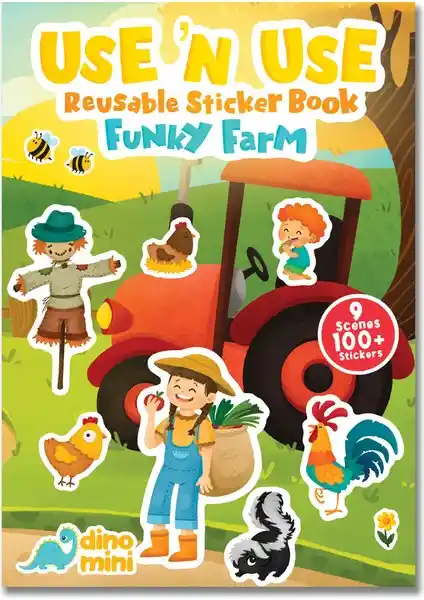 Use 'n Use Sticker Book Funky Farm Çocuklar İçin Eğlenceli ve Eğitici Çıkartma Kitabı