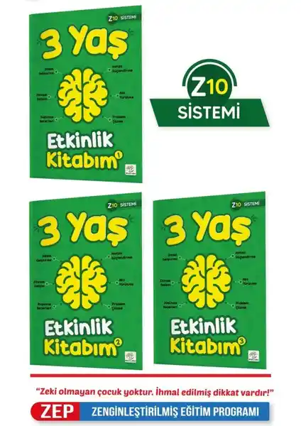 Yükselen Zeka 3-5 Yaş Çocuklar İçin Eğitici Etkinlik Kitapları Seti (Z10 Sistemi)