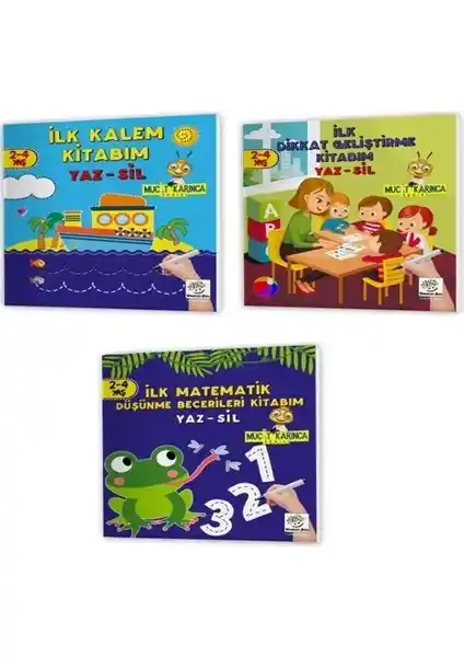 Yükselen Zeka Yayınları Yaz Sil Serisi 1 Çocuklar İçin Eğitici ve Eğlenceli Kitap Seti