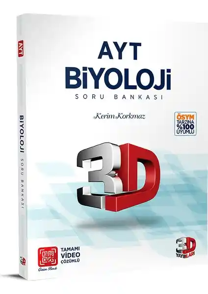3D Yayınları AYT Biyoloji Soru Bankası Tamamı Video Çözümlü ve Gelişmiş İçerik
