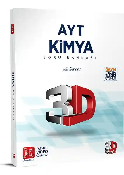 3D Yayınları AYT Kimya Soru Bankası Tamamı Video Çözümlü ve Öğrenci Dostu