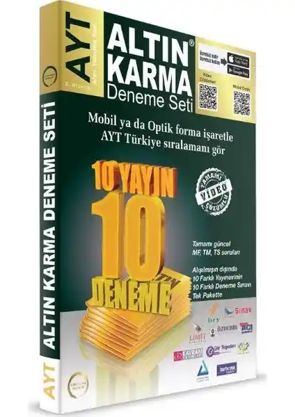 Altın Karma Yayınları AYT 10 Deneme Seti Güncel Soru ve Video Çözümleriyle Sınava Hazırlık