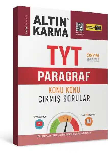 Altın Karma Yayınları TYT Paragraf Konu Konu Çıkmış Sorular Rehberi 2022 Güncel İçeriklerle Hazırlanmış