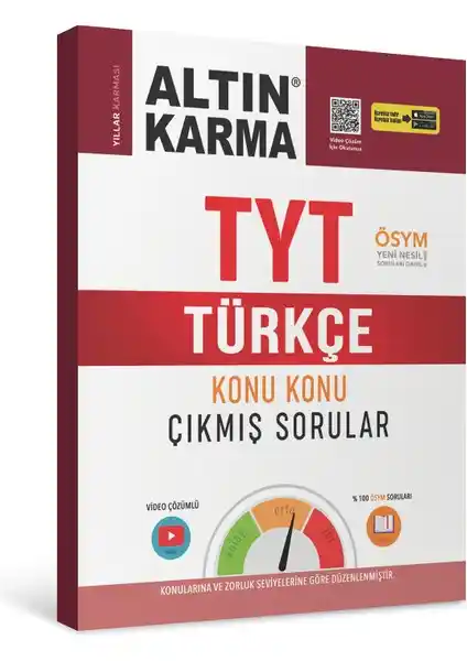 Altın Karma Yayınları TYT Türkçe Konu Konu Çıkmış Sorular Sınava Hazırlık İçin Güncel Kaynak