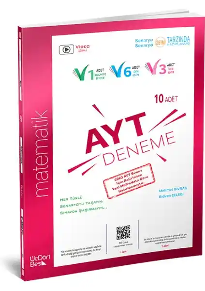 AYT Matematik 10 Deneme Kitabı ÜçDörtBeş Yayınları Güncel Sınav Formatına Uygun