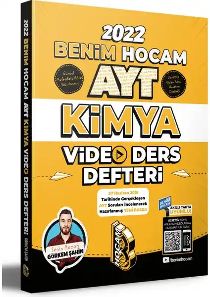 Benim Hocam Yayınları AYT 2022 Kimya Video Ders Defteri İncelemesi ve Detaylar