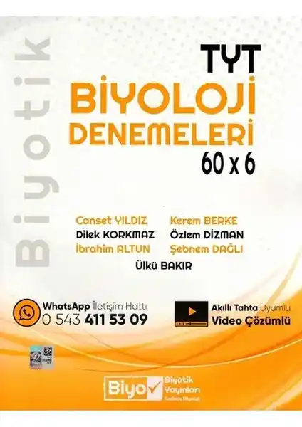 Biyotik Yayınları TYT Biyoloji Biyotik 60 x 6 Denemeleri Sınava Hazırlık İçin Güncel ve Kapsamlı Çözüm