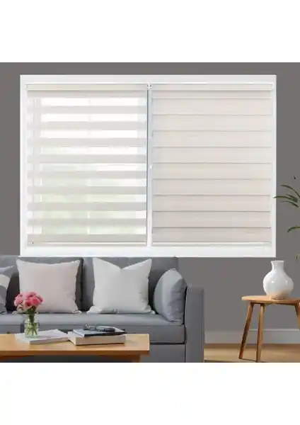 Blind-X Ekru Bambu Stor Zebra Perde ve Brillant Ekru MZ508 Karşılaştırması