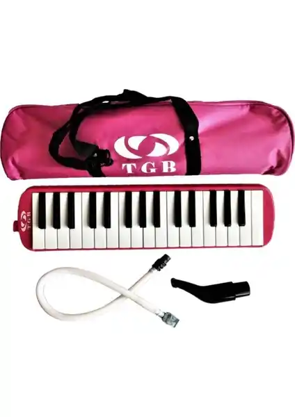 Çocuklar İçin Güvenli ve Eğlenceli 32 Tuşlu Melodika TGB-002 Pembe Renkli
