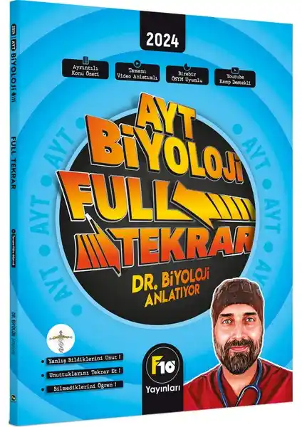 F10 Yayınları Dr. Biyoloji AYT Full Tekrar Video Ders Kitabı ile Etkili Sınav Hazırlığı