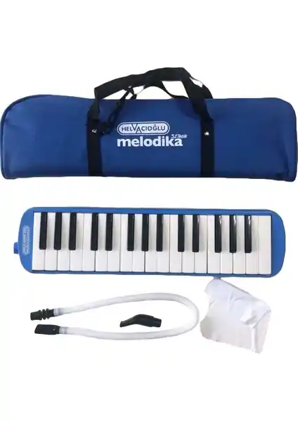 Helvacıoğlu Melodika 32 Tuşlu Taşınabilir Çantalı Mavi Çocuklar İçin Müzik Enstrümanı