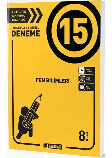 Hız Yayınları 8. Sınıf Fen Bilimleri 15'li Deneme Kitabı Sınava Hazırlık İçin Uygun