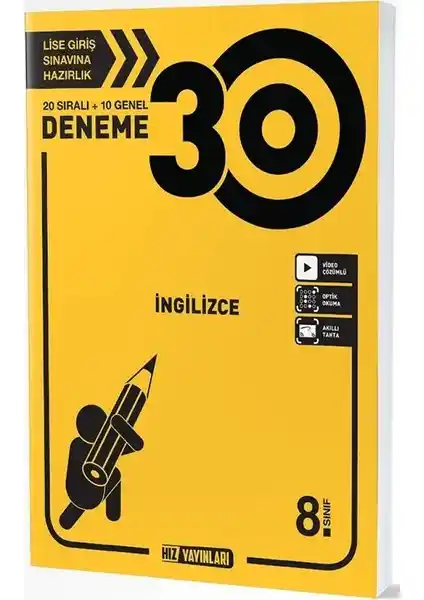 Hız Yayınları 8. Sınıf İngilizce 30'lu Deneme Seti Sınavlara Hazırlık İçin Güvenilir Kaynak
