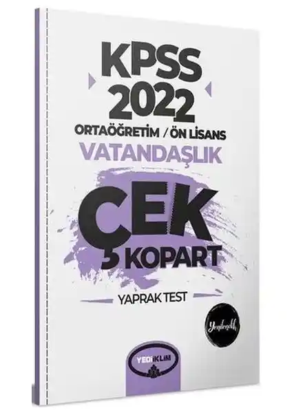 KPSS 2022 İçin Vatandaşlık ve Genel Kültür Test Kitabı Yediiklim Yayınları