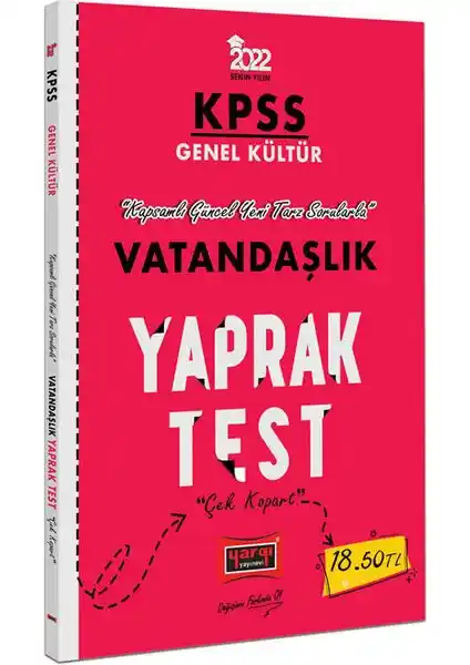 KPSS 2022 Lisans Genel Kültür Vatandaşlık Yaprak Testi Yargı Yayınevi tarafından hazırlanmış