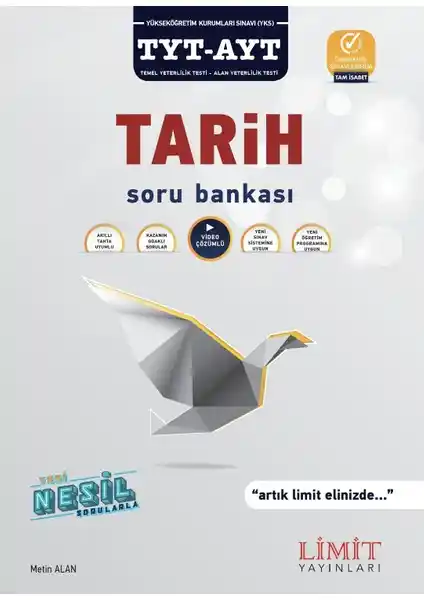 Limit Yayınları 2024 TYT-AYT Tarih Soru Bankası Güncel Baskı Öğrencilere Yönelik Sınav Hazırlık Kaynağı