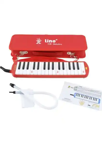 Lino Melodika 32K Tuşlu Çantalı Kırmızı Müzik Enstrümanı Profesyonel ve Başlangıç Seviyesine Uygun