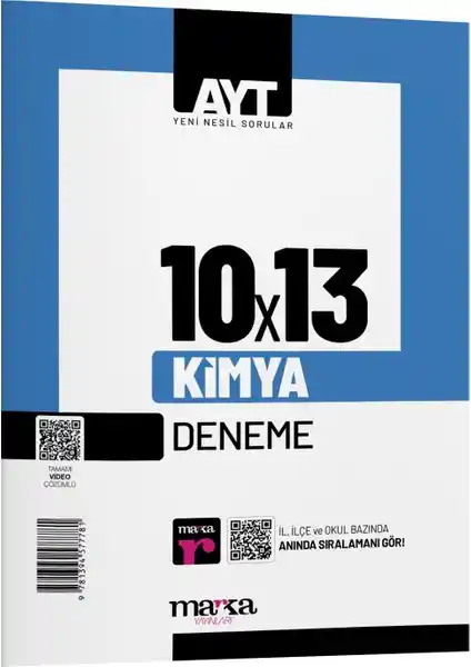 Marka Yayınları 2025 AYT Kimya 10 Deneme Tamamı Video Çözümlü Sınava Hazırlık Kaynağı