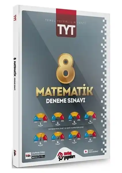 Metin Yayınları 2023 TYT Matematik 8 Deneme Kitabı Sınava Hazırlık ve Performans Artırıcı