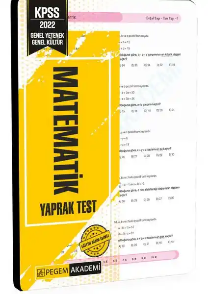 Pegem Akademi 2022 KPSS Genel Yetenek ve Genel Kültür Matematik Yaprak Testi İnceleme ve Değerlendirme